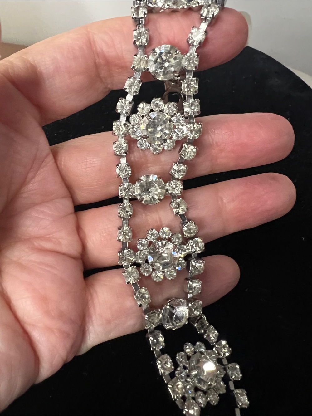 Vintage Silver Crystal Bridal Bracelet